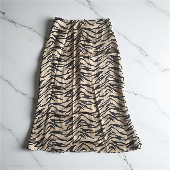 REFORMATION Animal Print Silk Midi Skirt Size 4 - Picture 1 of 9